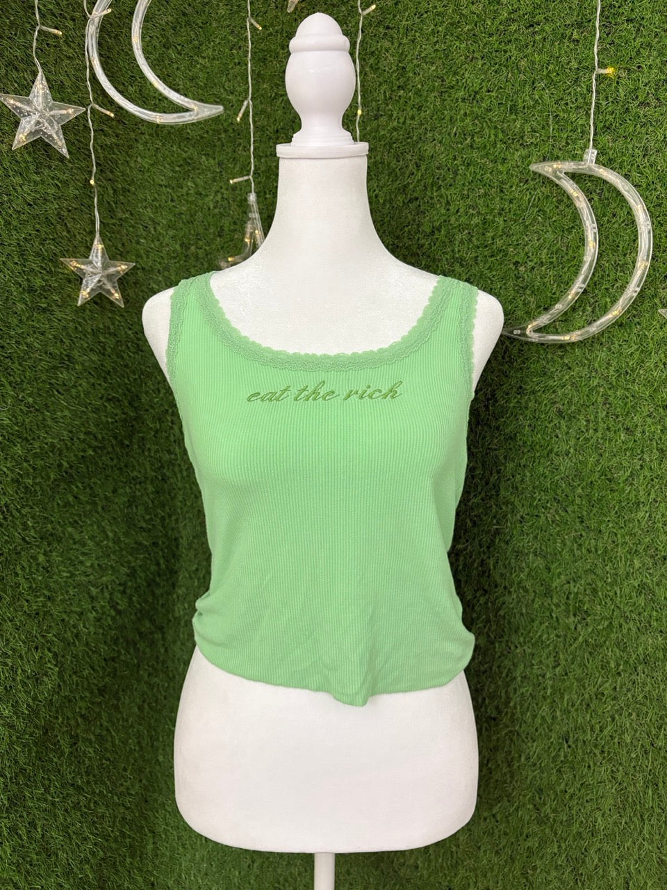 Eat the Rich Green Laced Tank XS
