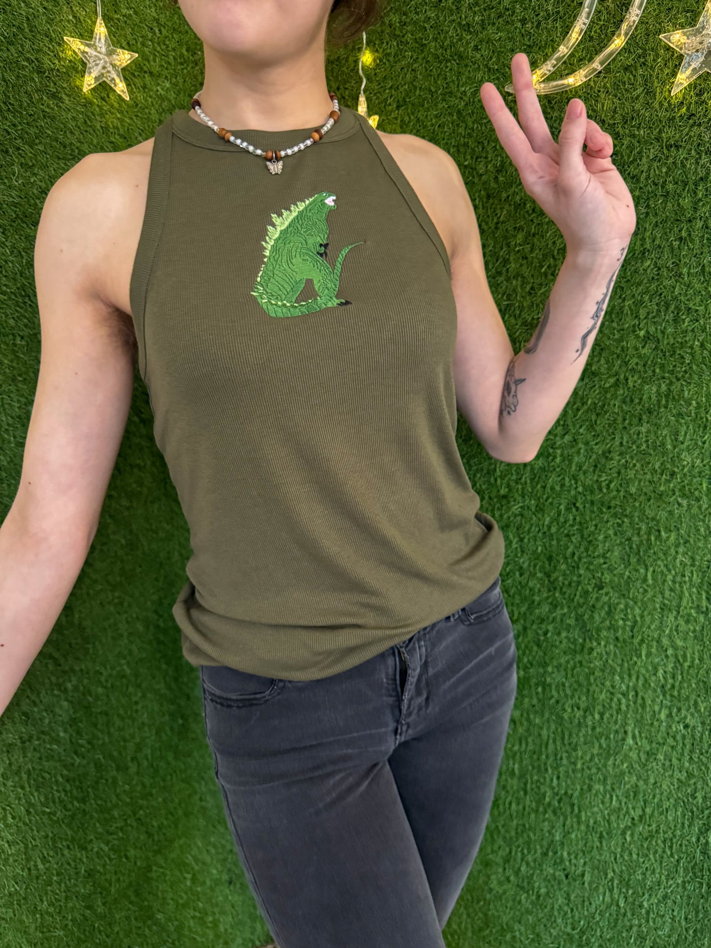 Godzilla Green Halter Tank S
