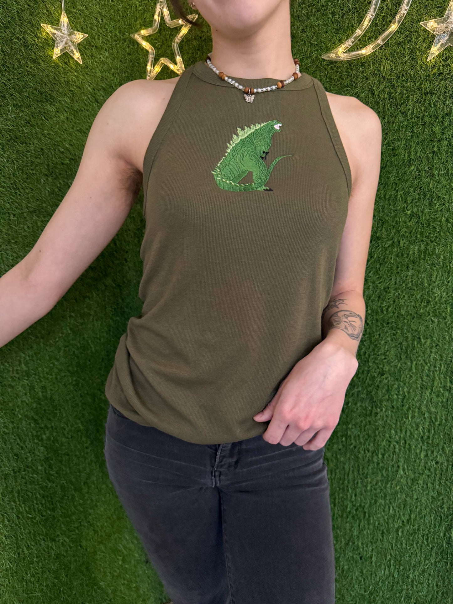 Godzilla Green Halter Tank S