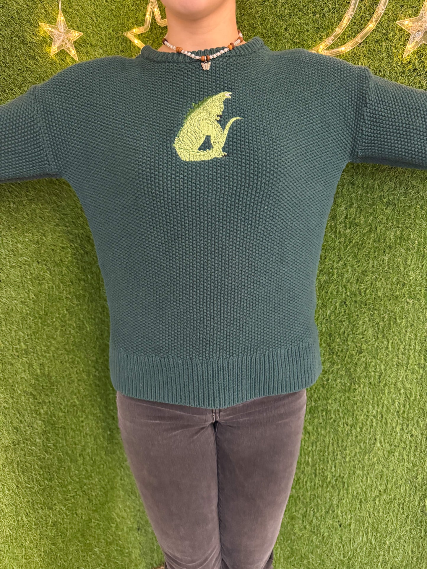 Godzilla Green Sweater XS