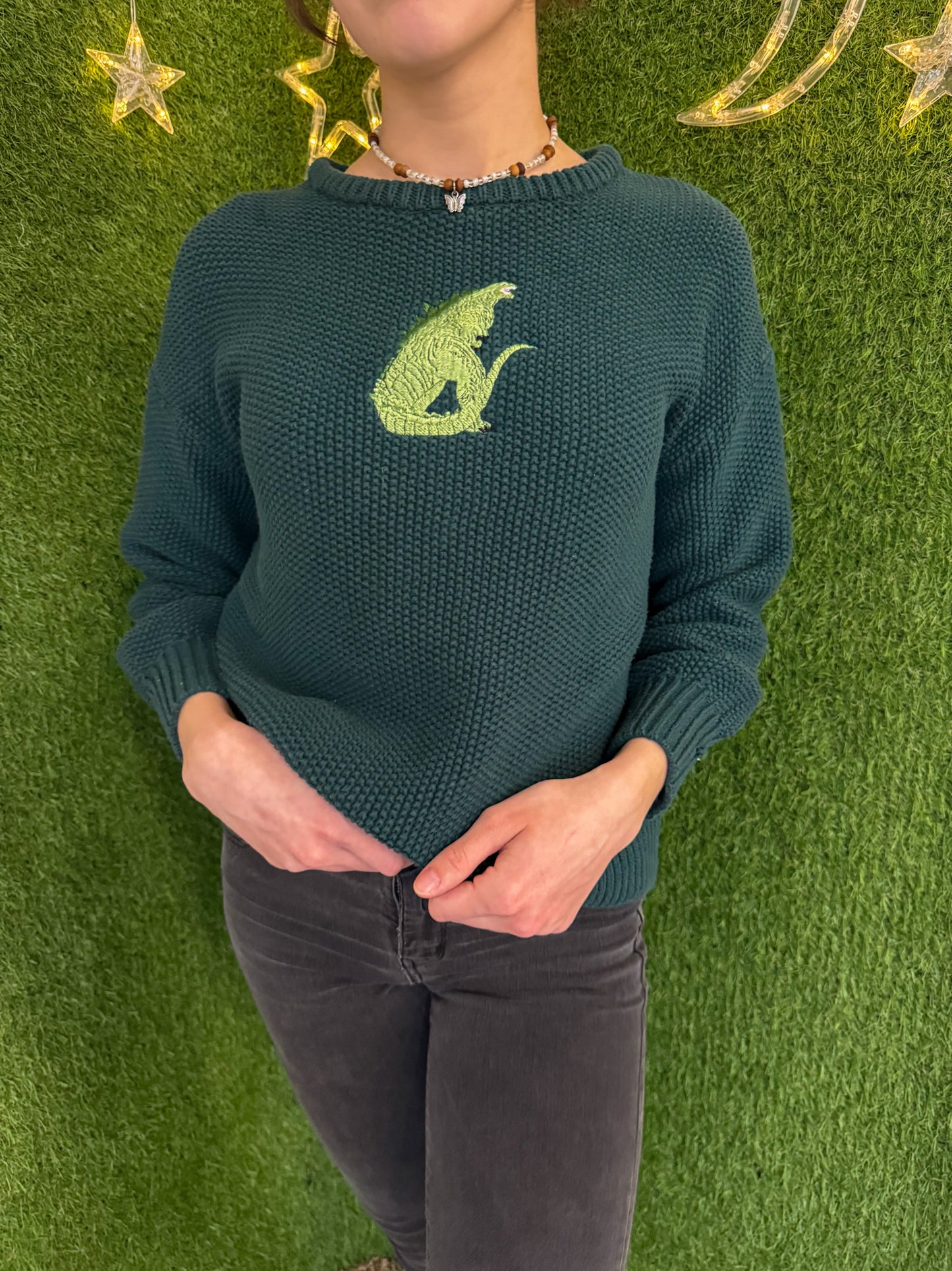 Godzilla Green Sweater XS