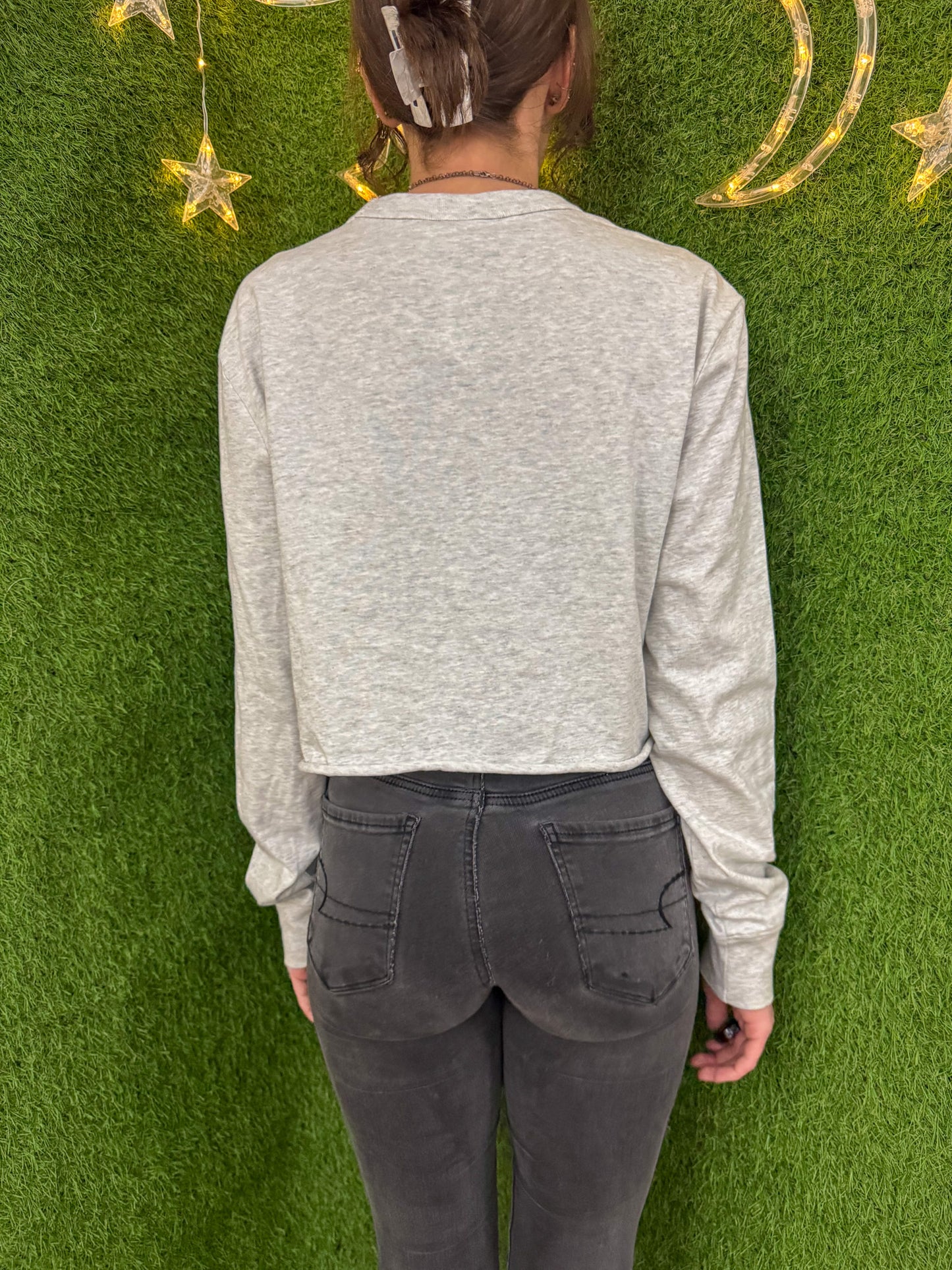 Grey Champion Floral Cropped Long Sleeve S