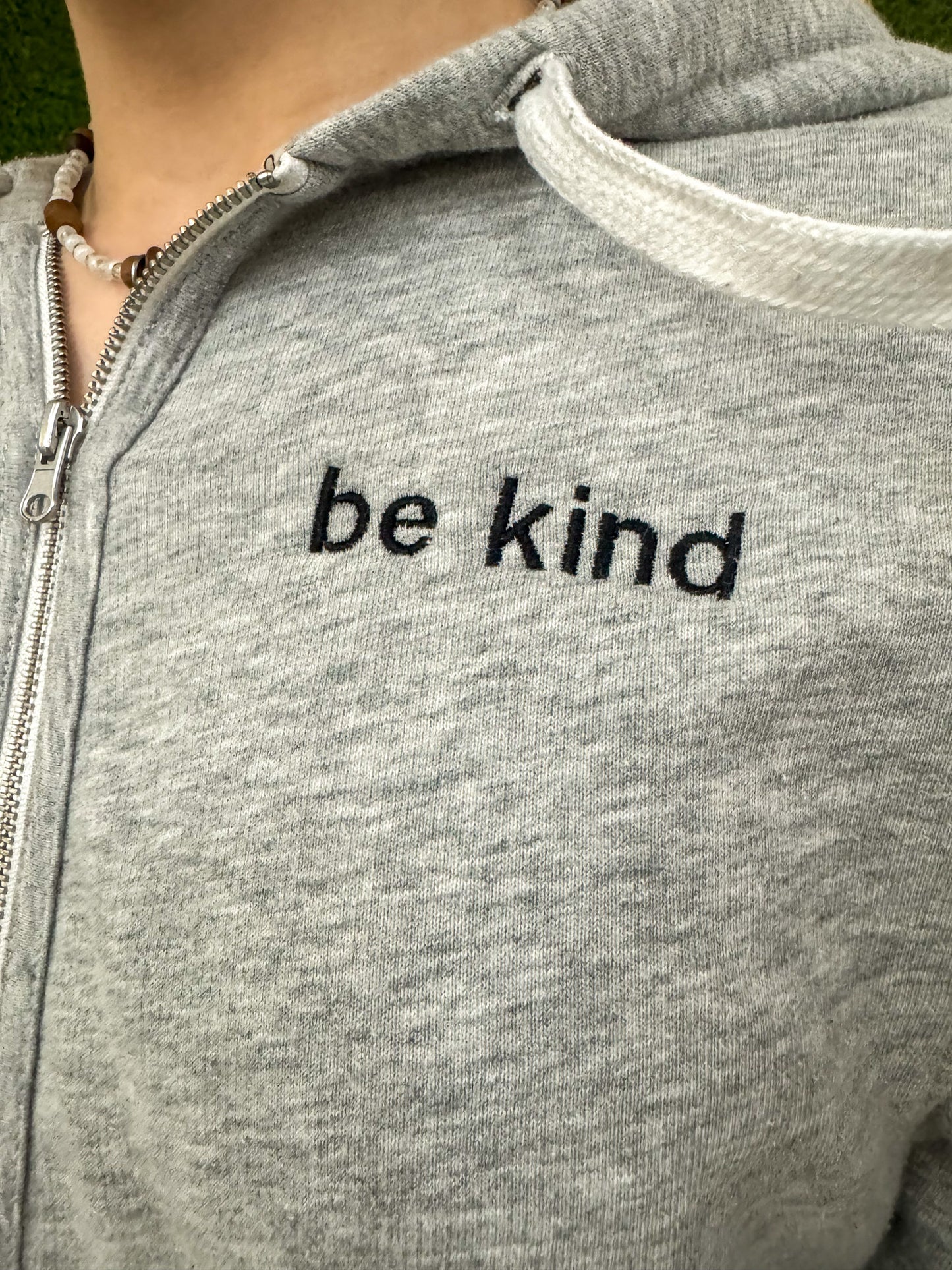 Be Kind Grey Zip Up Hoodie M