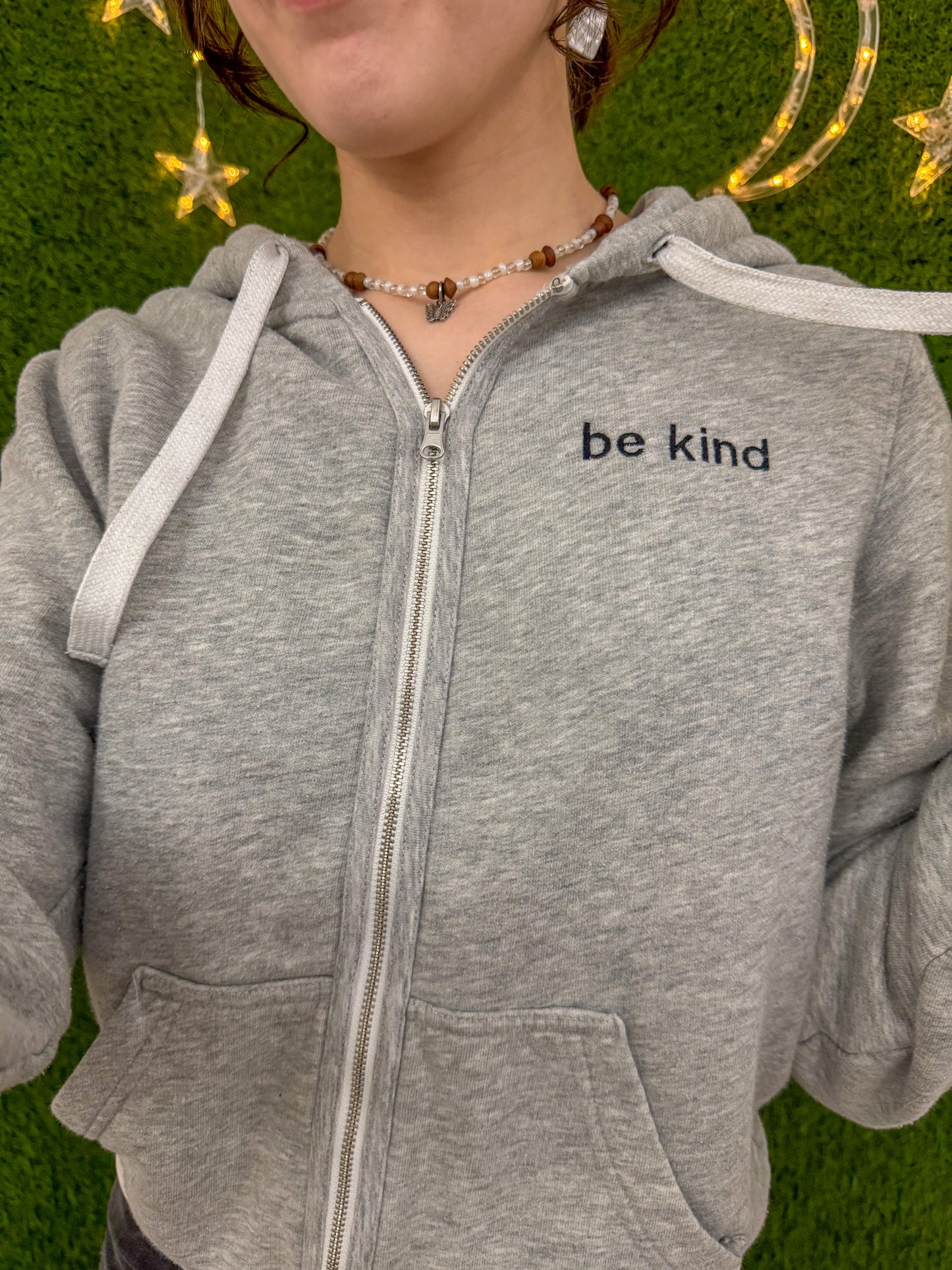 Be Kind Grey Zip Up Hoodie M