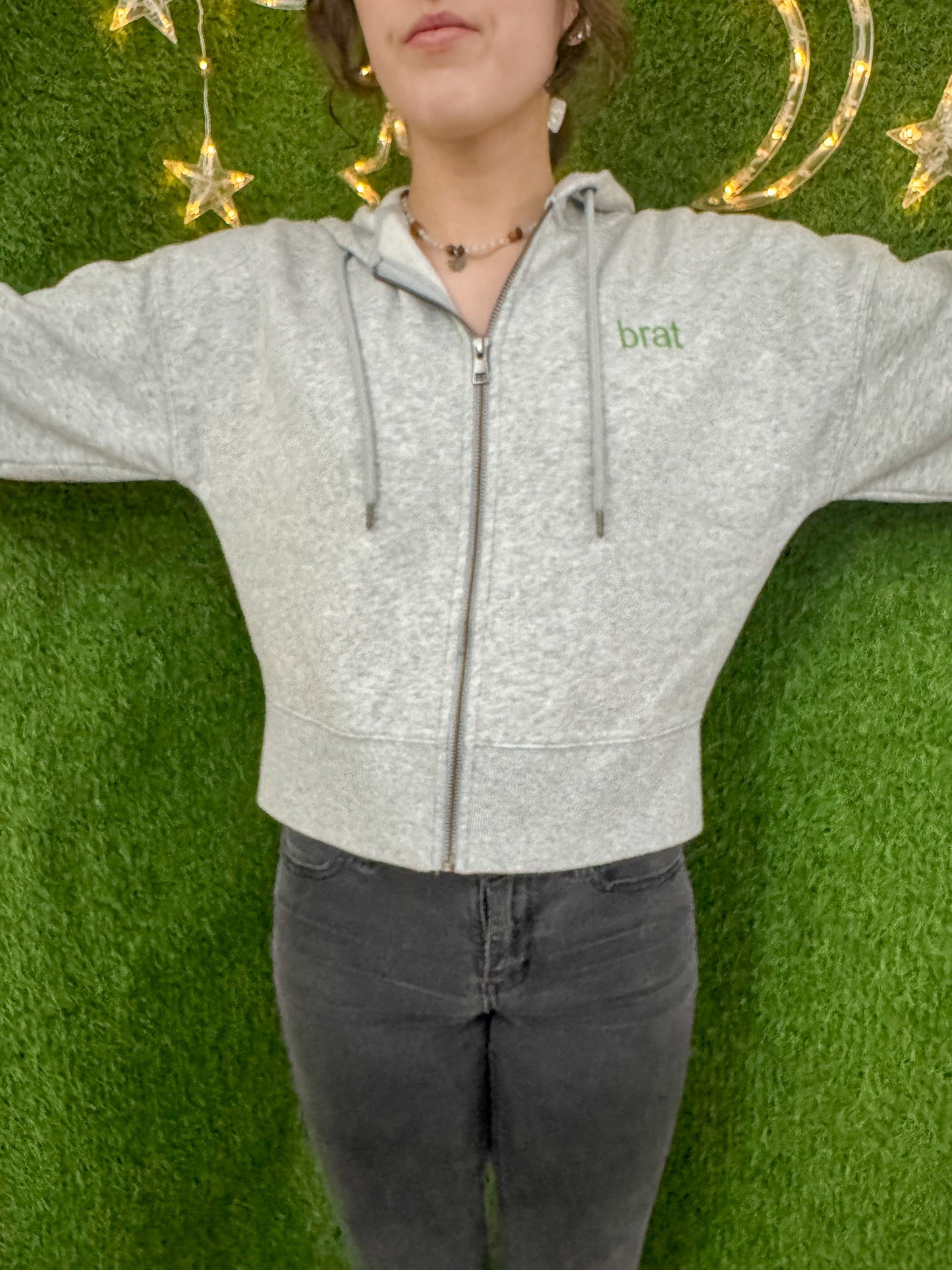 Brat Grey Zip Up Hoodie S
