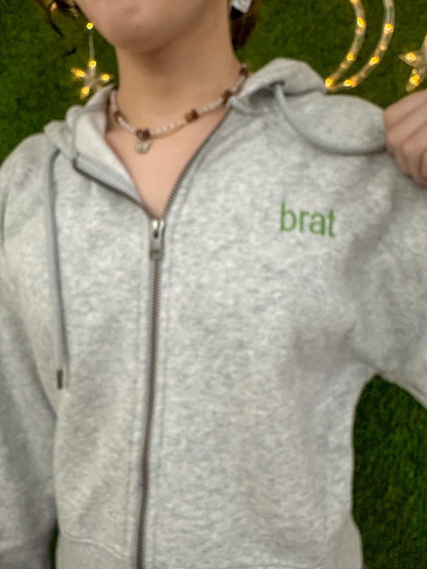 Brat Grey Zip Up Hoodie S
