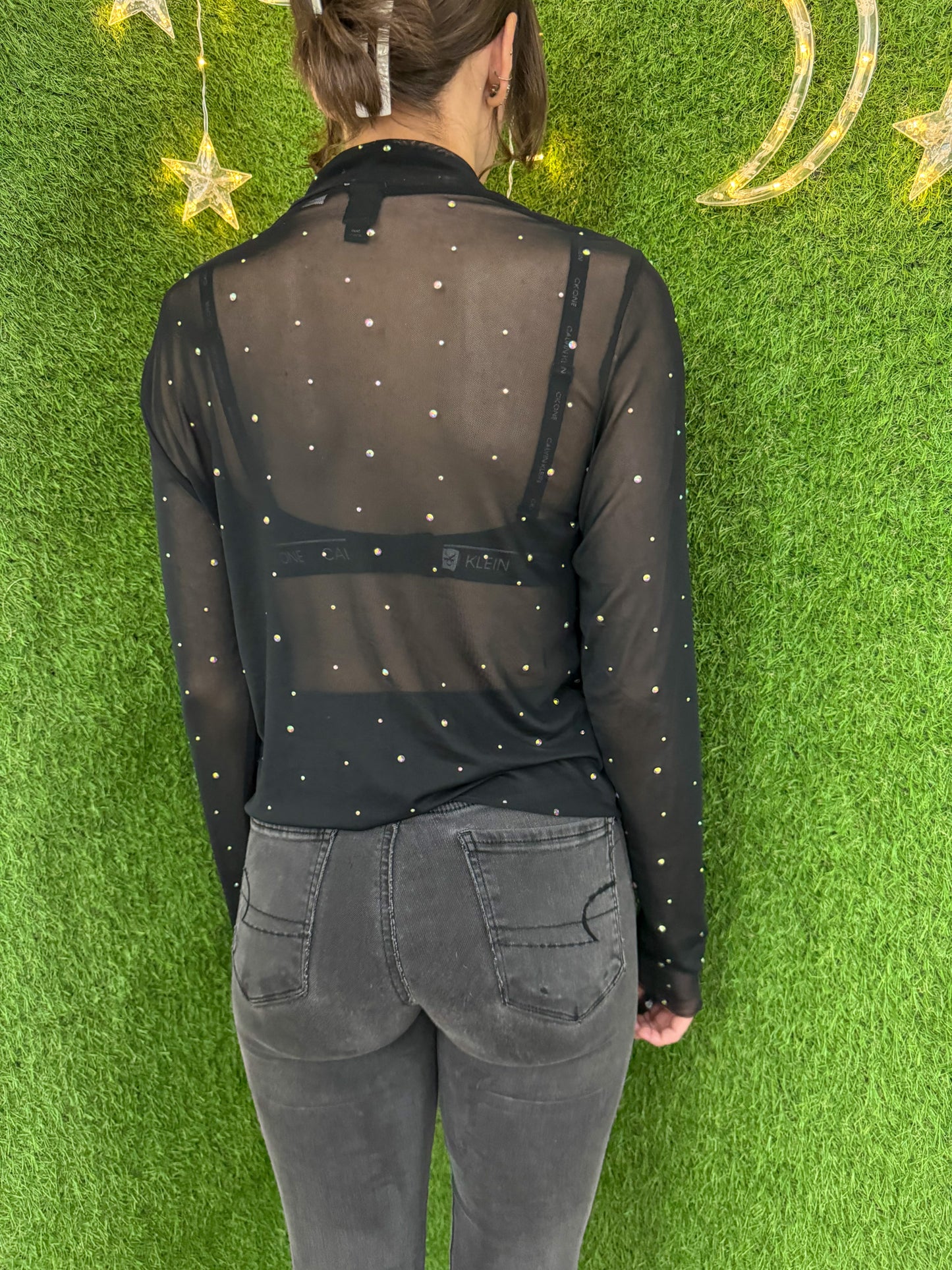 Brat Sheer Bedazzled Long Sleeve M