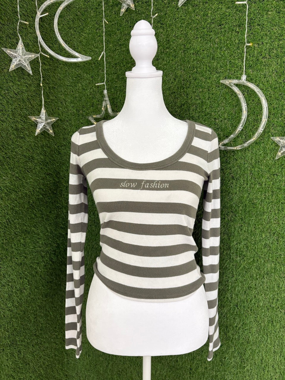 Slow Fashion Striped Ribbed Long Sleeve S