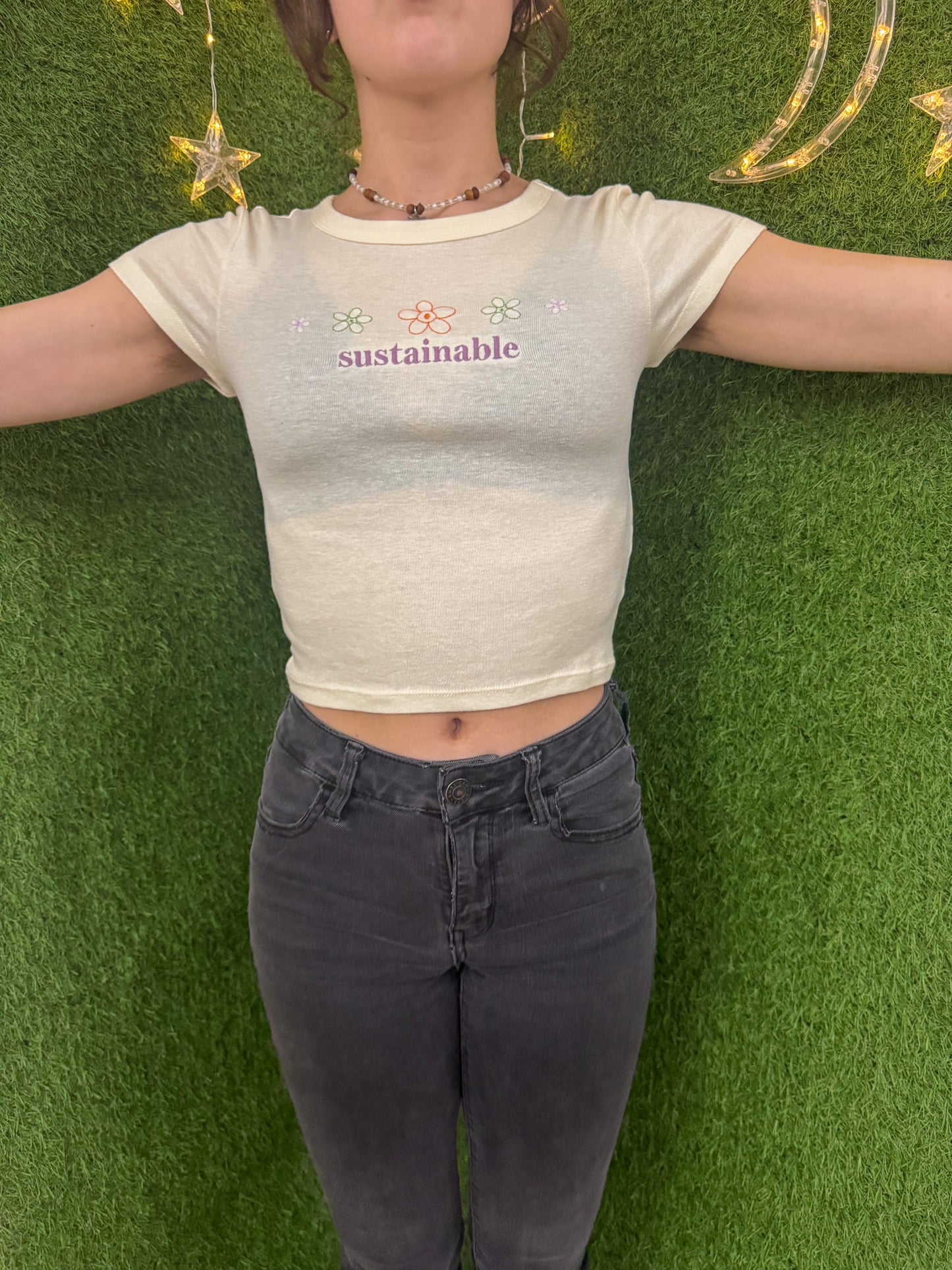 Sustainable Flower Baby Tee XS