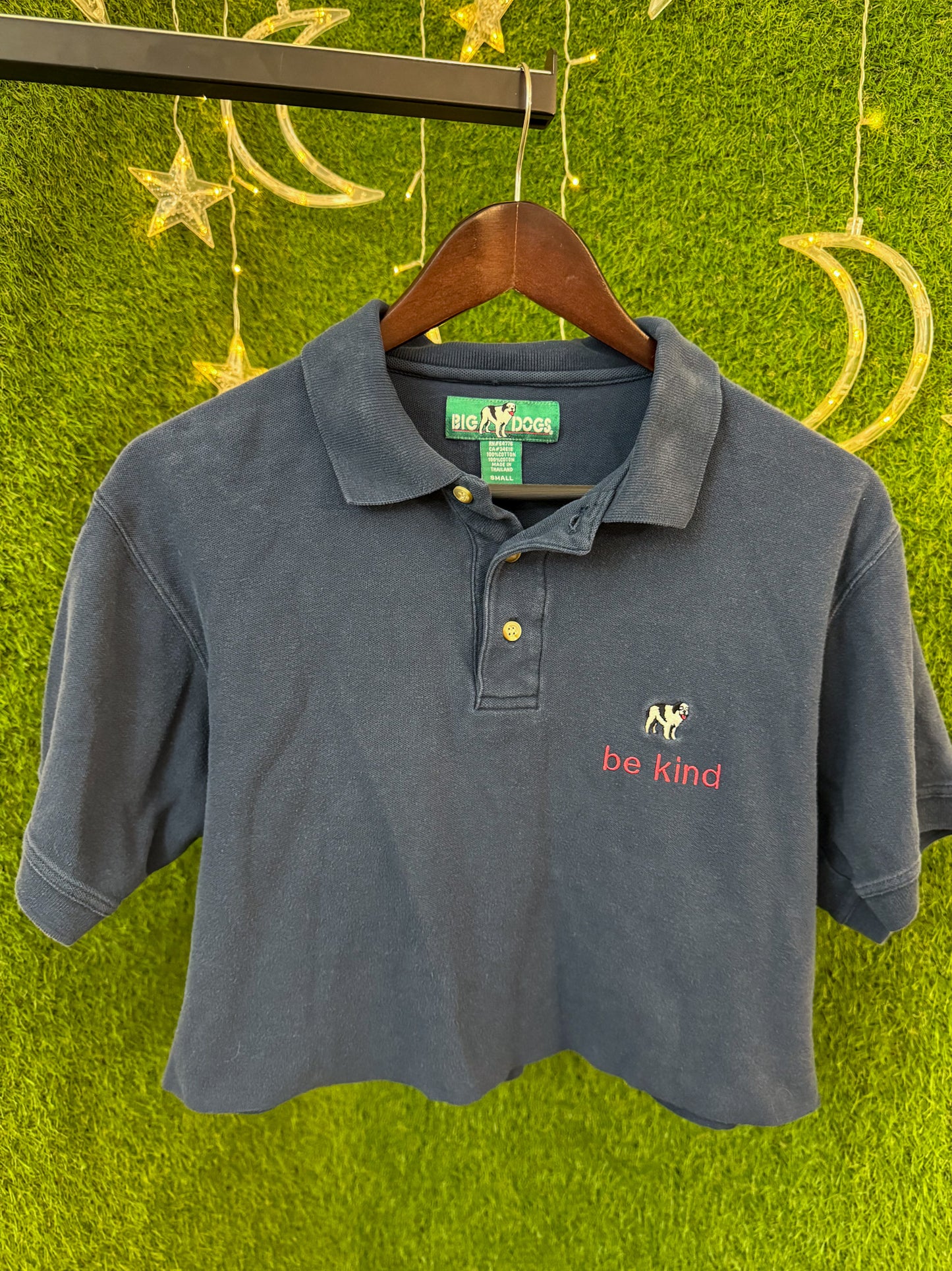 Be Kind Dog Navy Cropped Polo T-Shirt S