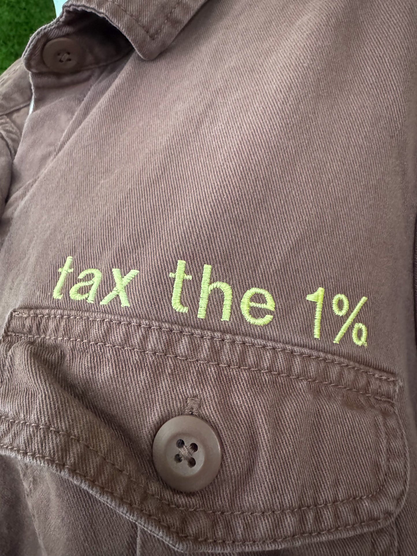 Tax The 1% Plum Denim Button Up Long Sleeve L