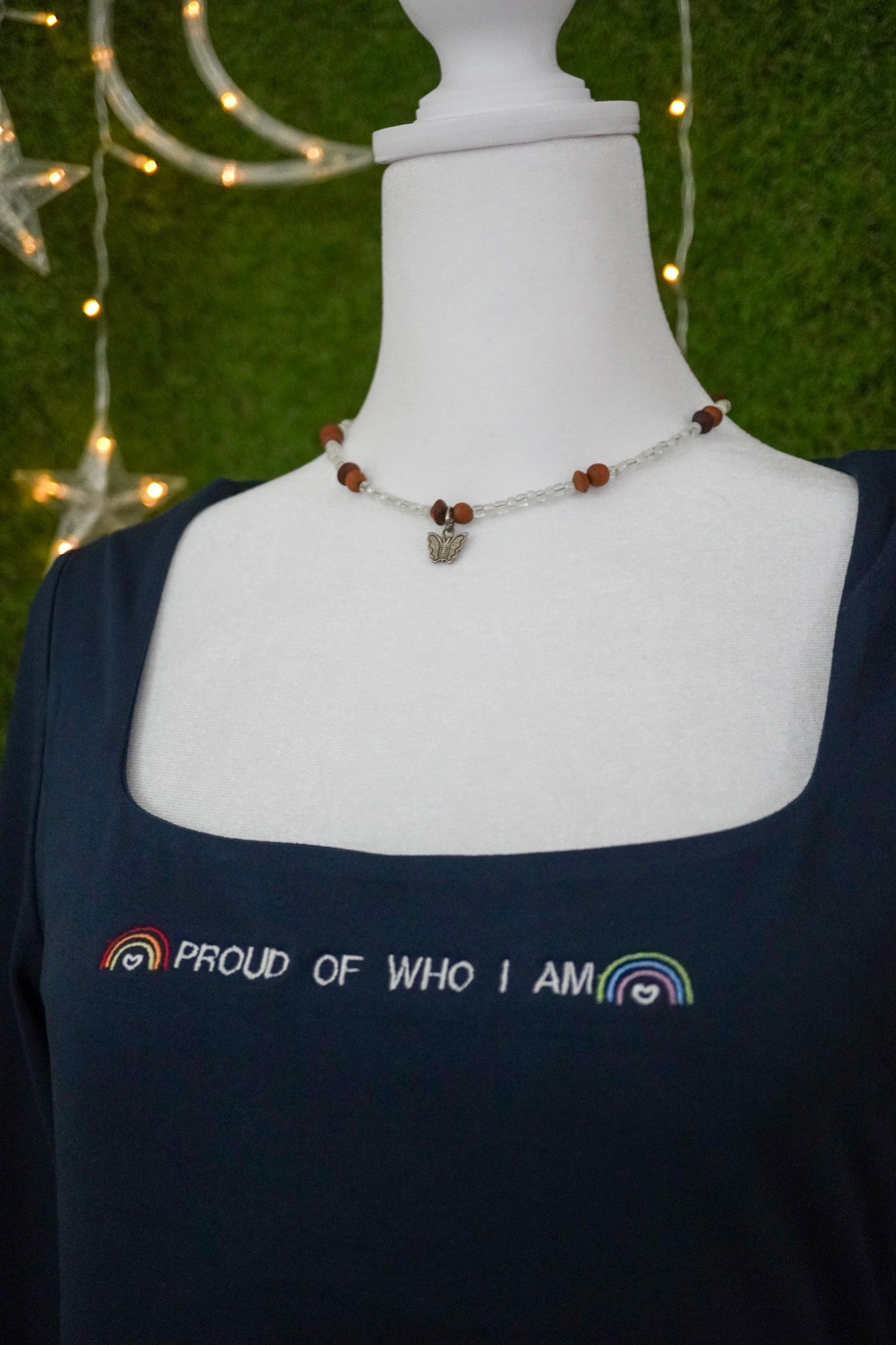 Proud of Who I Am Navy Cropped Long Sleeve L