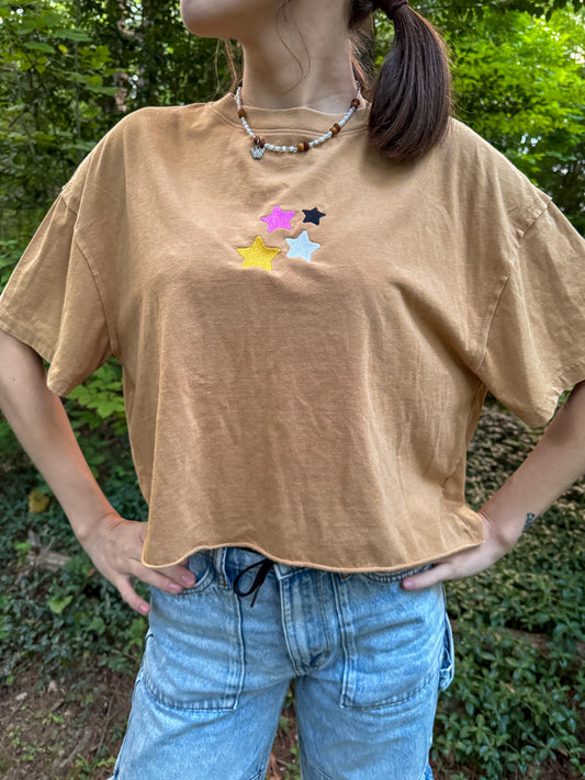 Non-Binary Stars Cropped Jersey Tee M