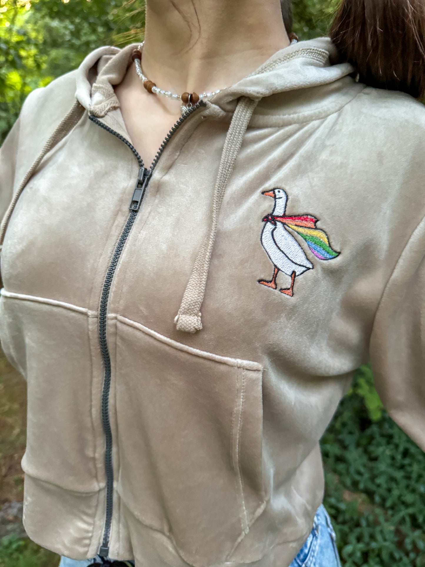 Gay Goose Velvet Zip Up Hoodie XS