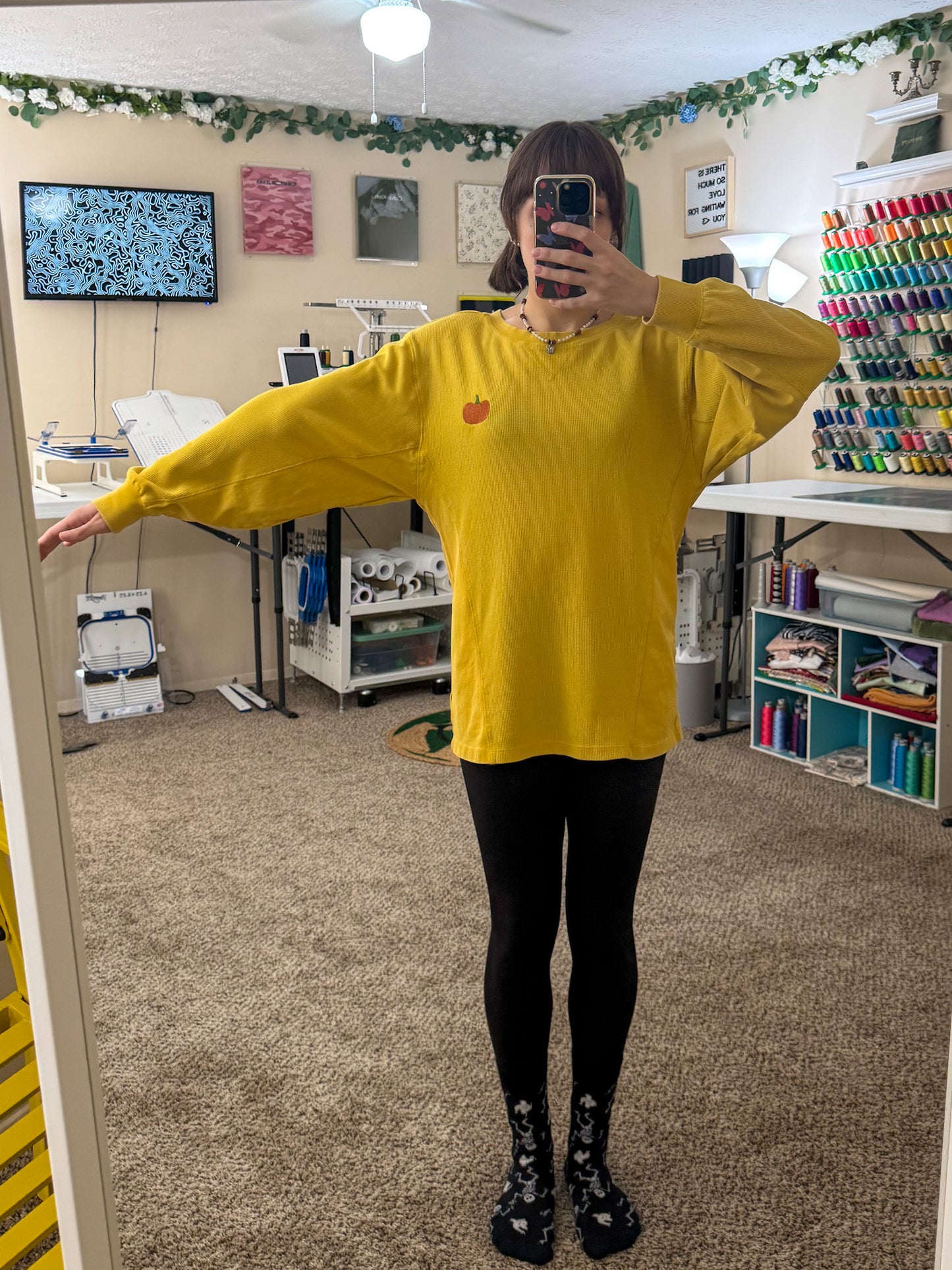 Pumpkin Yellow Long Sleeve Shirt XS