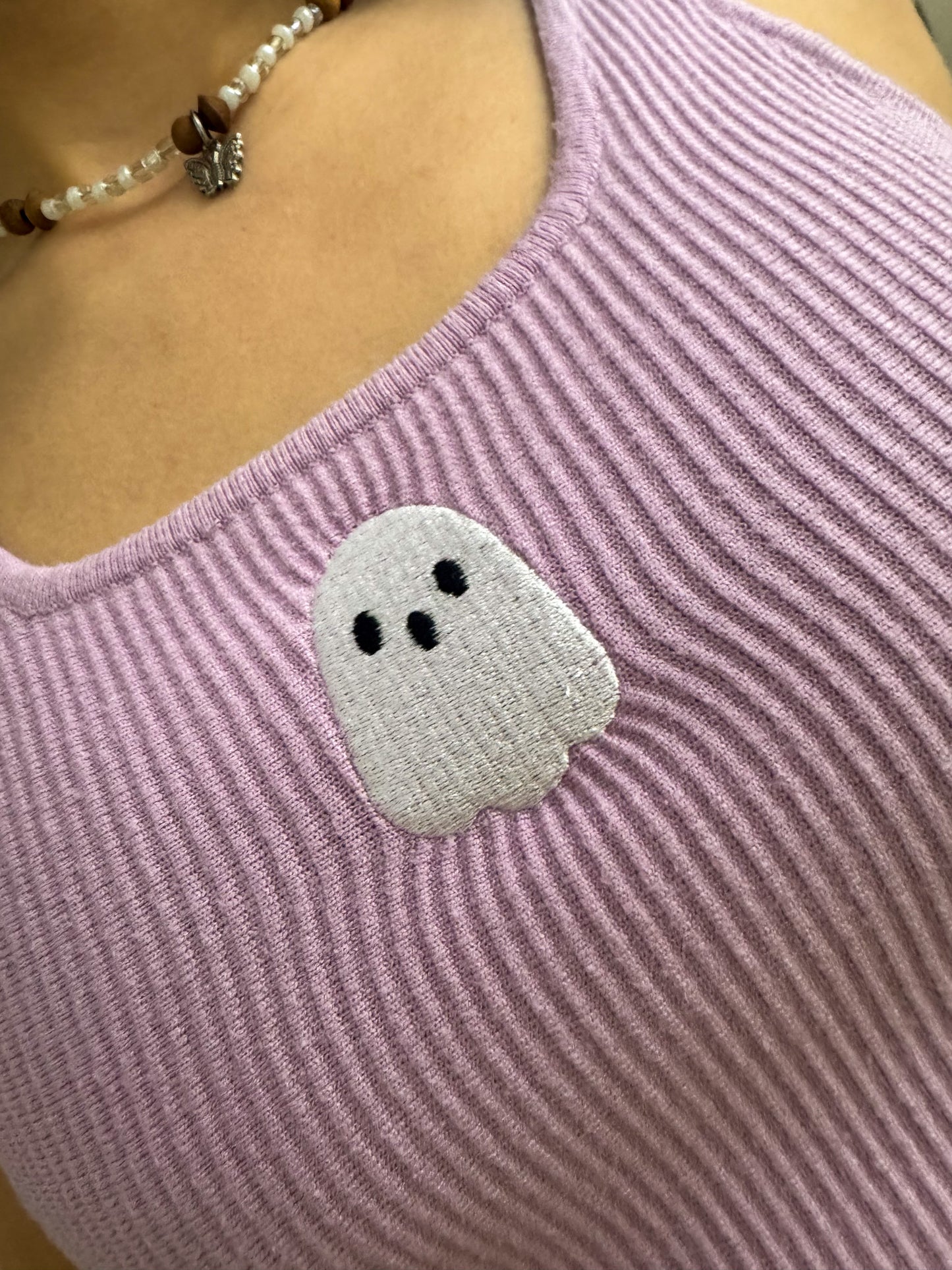 Little Ghost Purple Cropped Tank XS