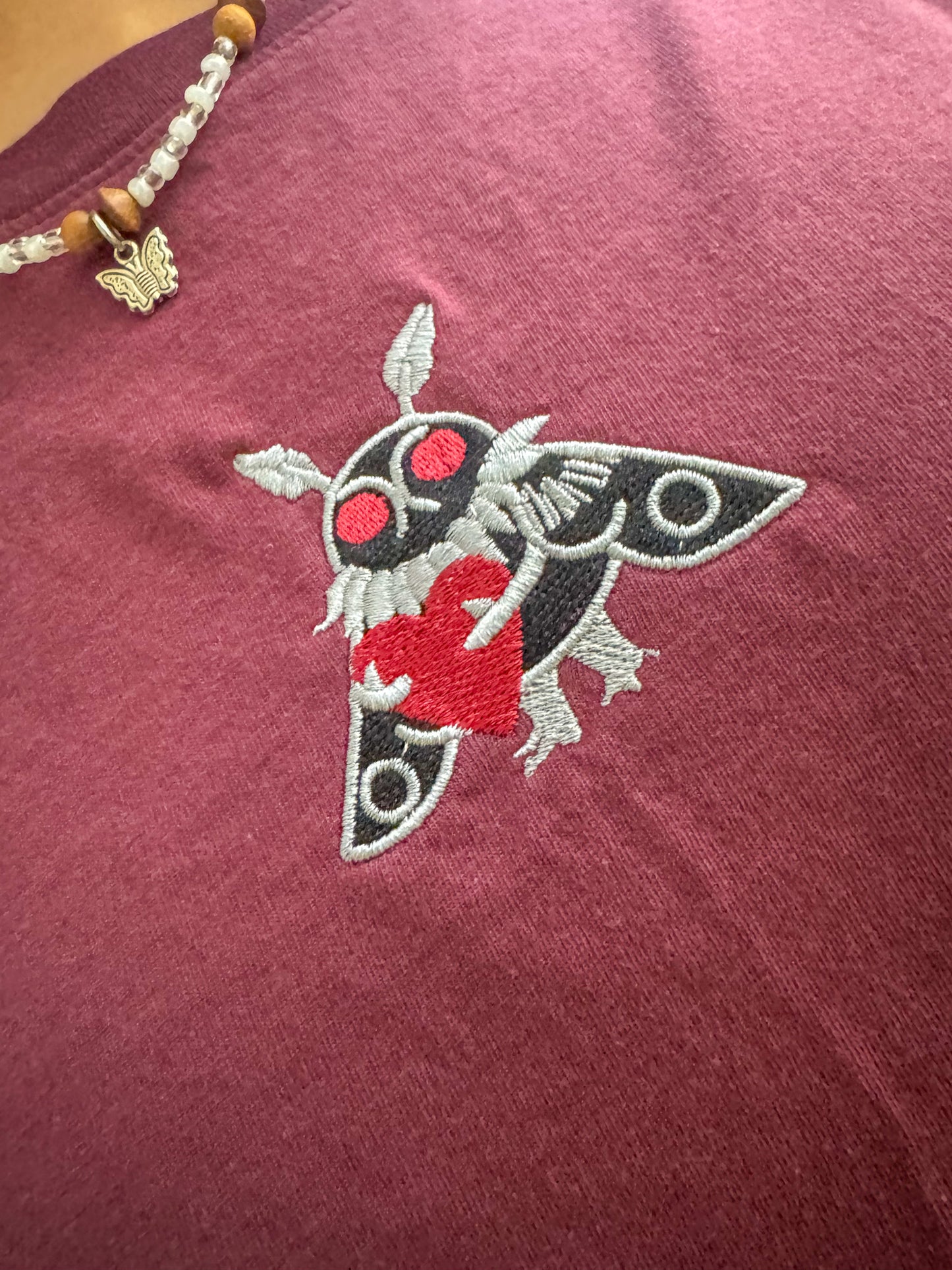 Mothman Maroon Jersey Cropped Tee M