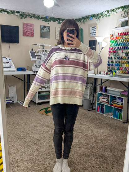 Lavender Mothman Striped Sweater XS