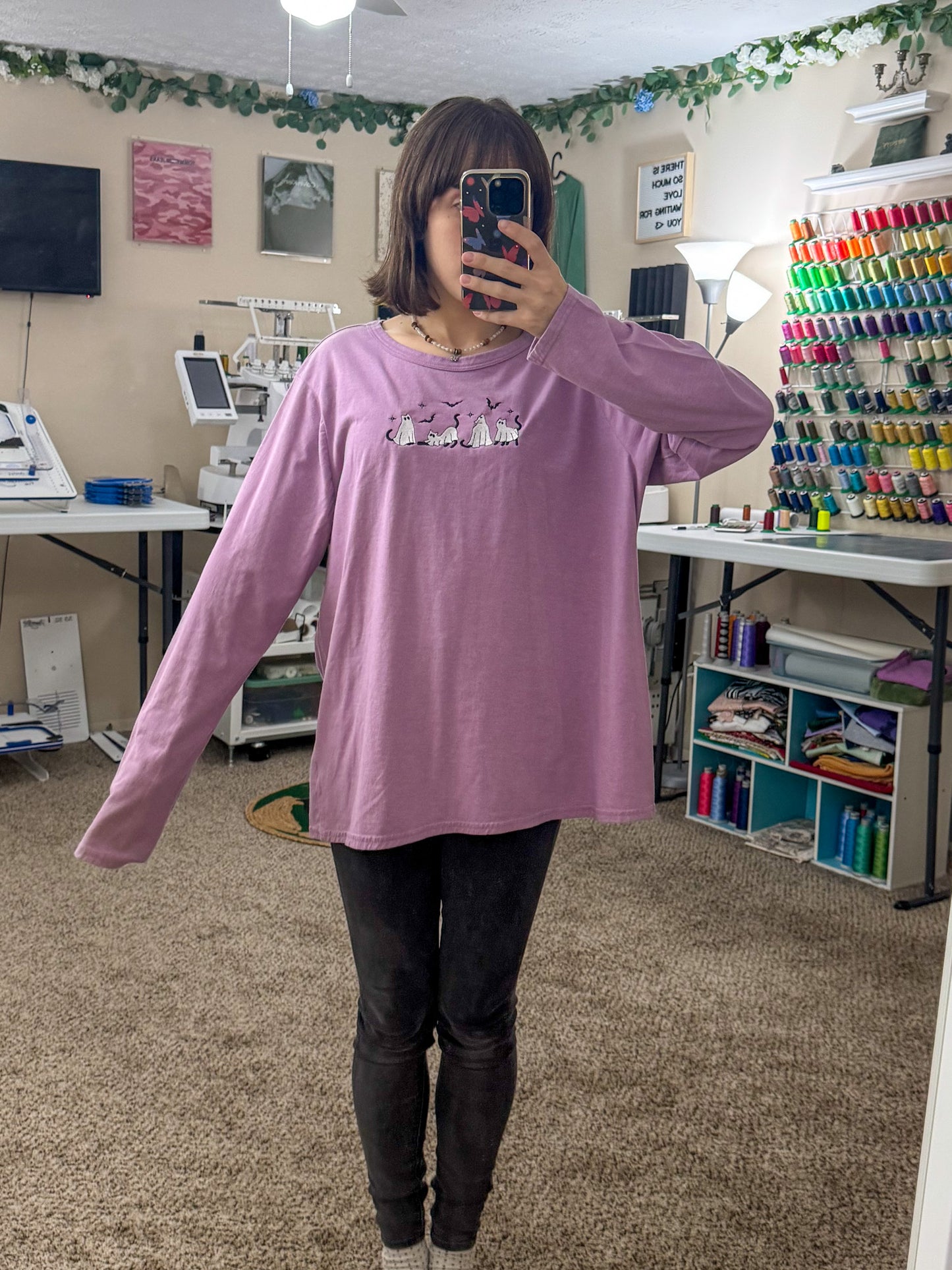 Ghost Kitties Magenta Long Sleeve 3XL