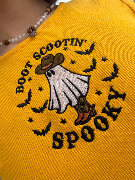 Boot Scootin' Spooky Cropped Open Back Top L