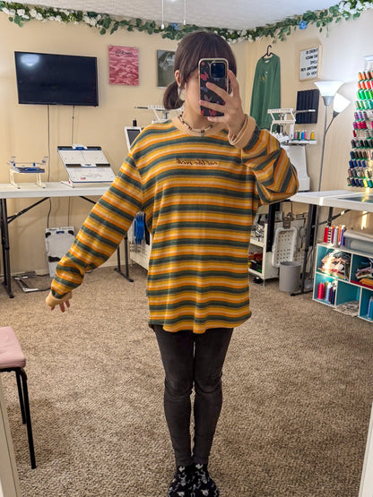 Eat The Rich Striped Thermal Long Sleeve L