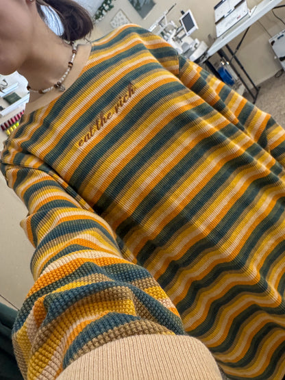 Eat The Rich Striped Thermal Long Sleeve L