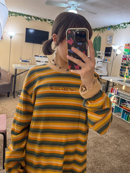 Eat The Rich Striped Thermal Long Sleeve L