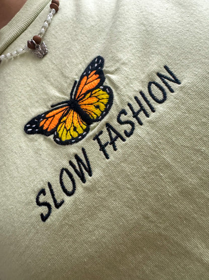 Slow Fashion Butterfly Cropped Tee S