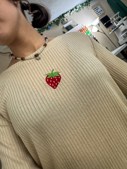 Strawberry Ribbed Long Sleeve XL