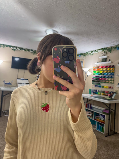 Strawberry Ribbed Long Sleeve XL