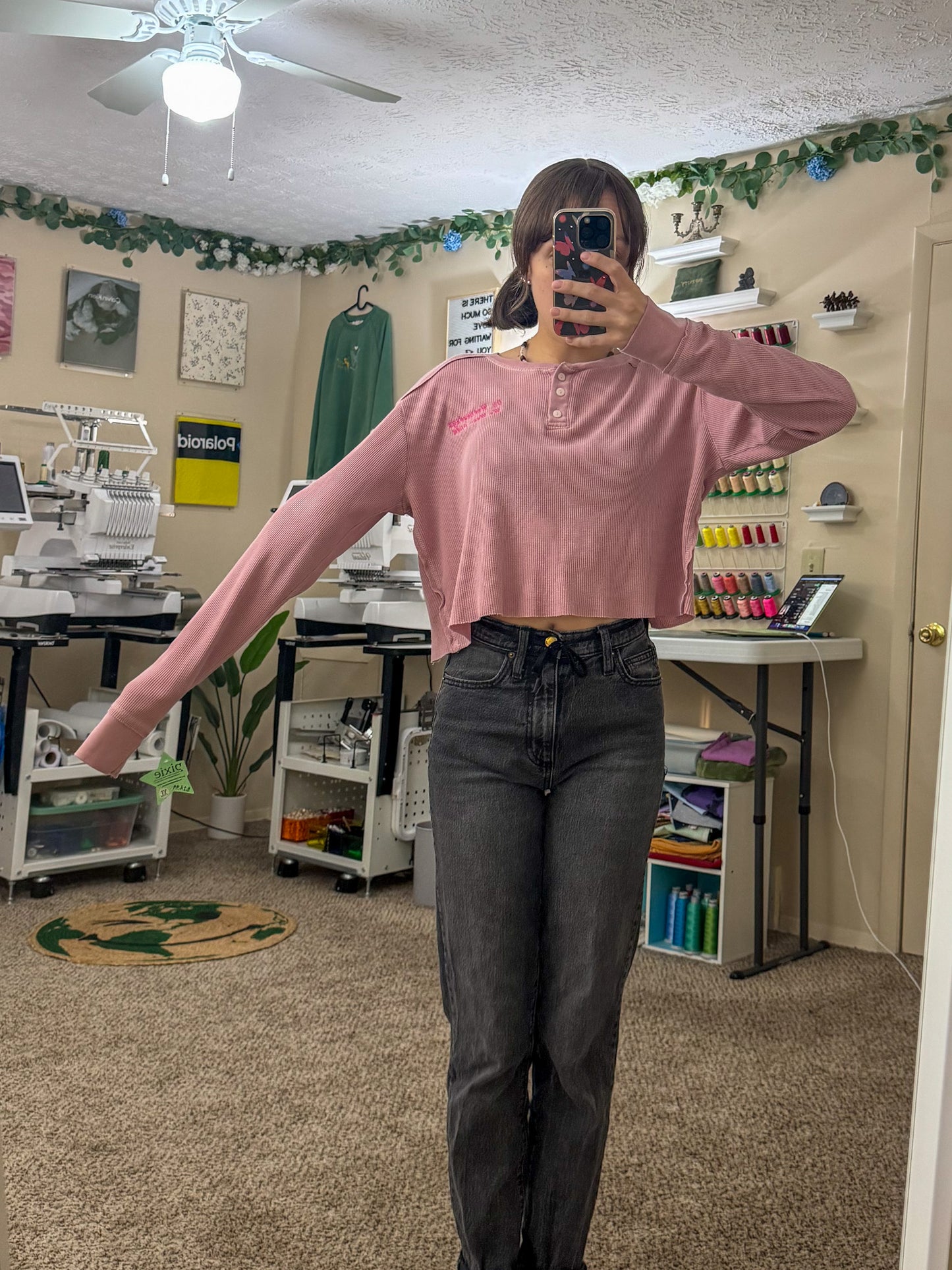 On Wednesdays We Wear Pink Cropped Long Sleeve XL