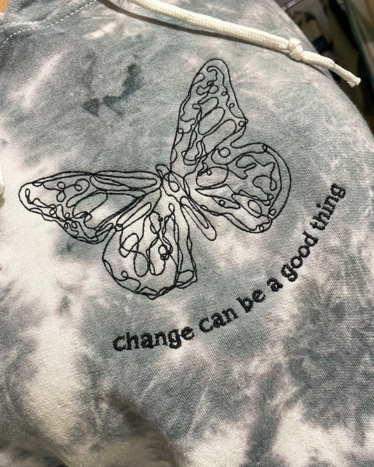 Change can be a Good Thing Tie Dyed Hoodie L