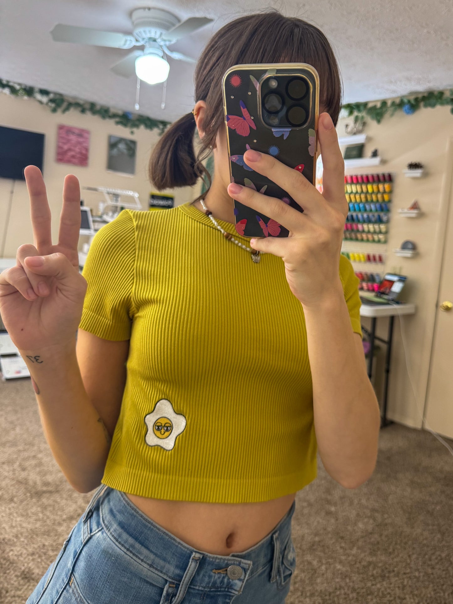 Egg Ribbed Crop Top M