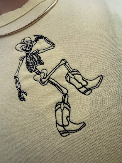 Cowboy Skeleton Yellow Baby Tee XS