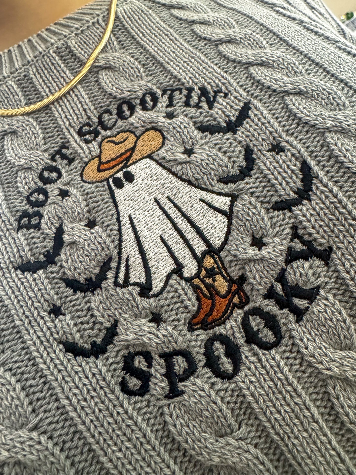 Boot Scootin' Spooky Cropped Sweater XL