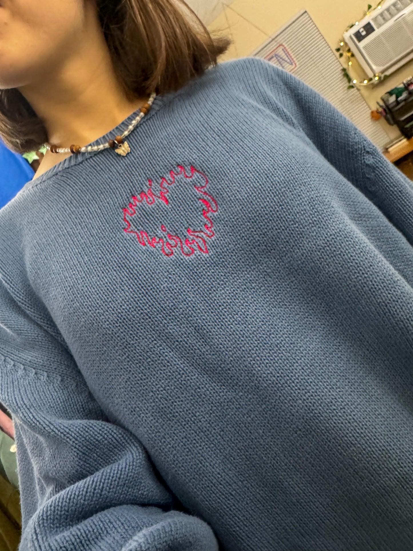 Flame Heart Blue Sweater 3XL