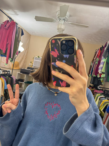 Flame Heart Blue Sweater 3XL