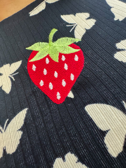 Strawberry Ribbed Baby Tee M