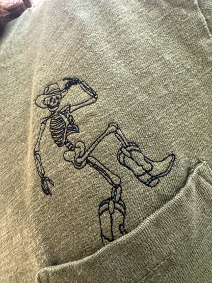 Cowboy Skeleton Pocket Tee M