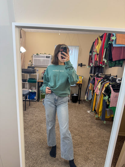 Slow Fashion Teal Crewneck Sweatshirt M