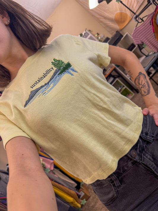 Sustainability Cropped Yellow T-Shirt XL