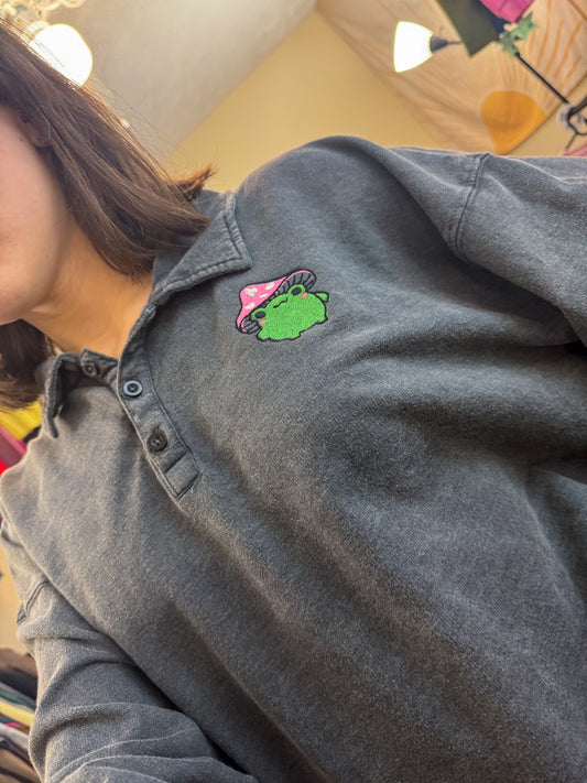 Mushroom Frog Button Up Crewneck 3XL