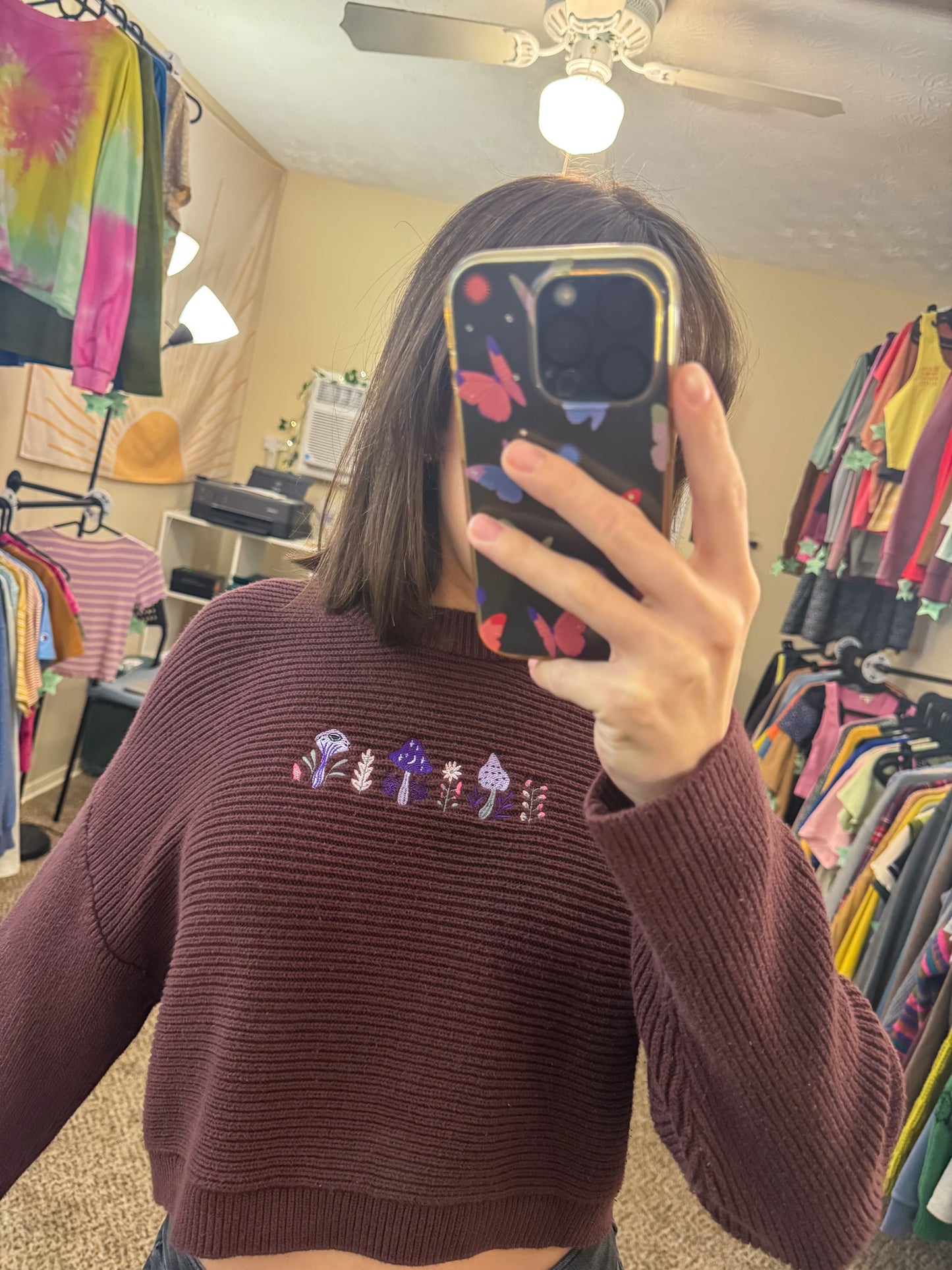 Funky Mushroom Cropped Sweater S