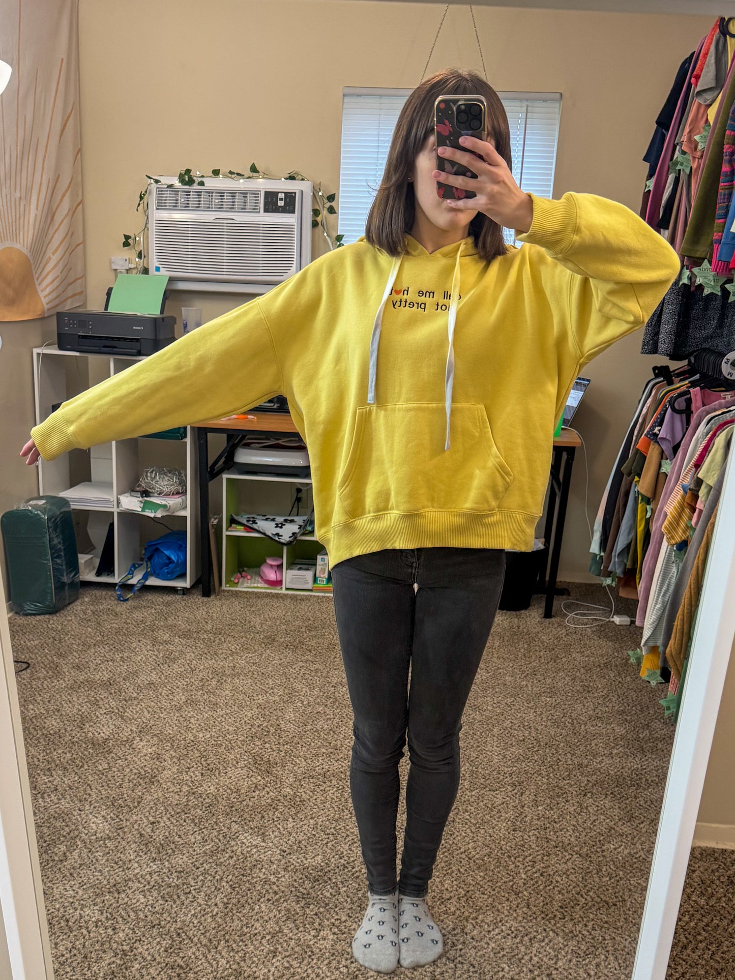 Call Me Hot Yellow Hoodie L