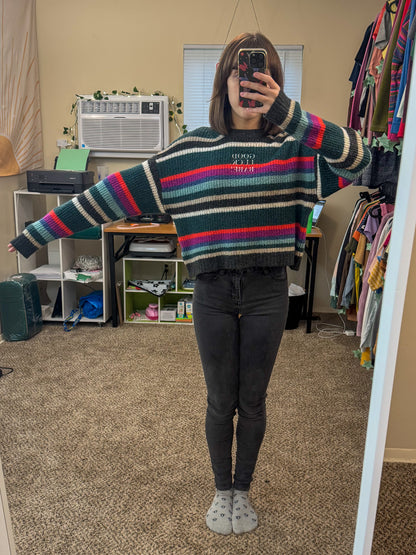 Good Luck Babe Colorful Striped Sweater S