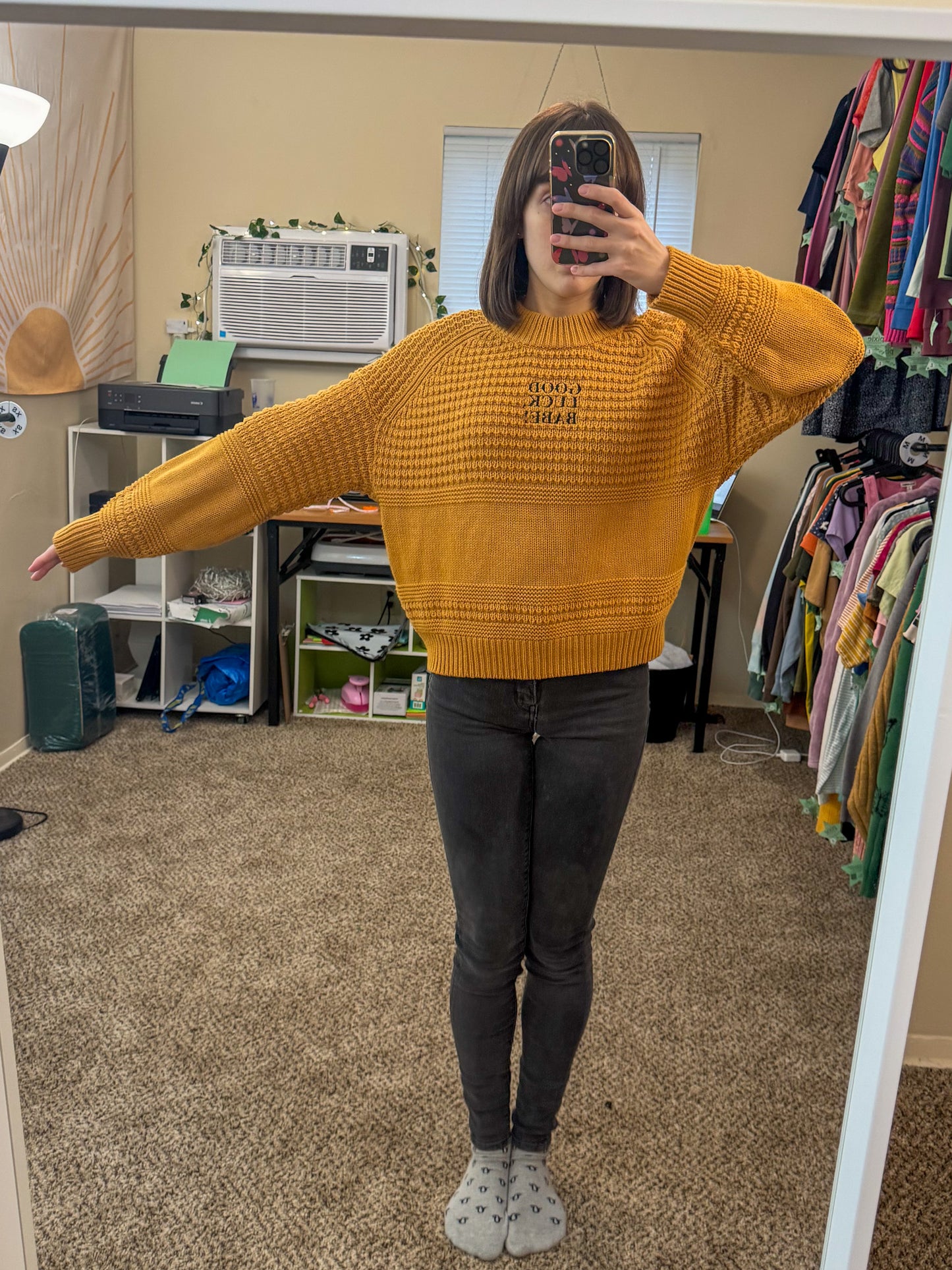 Good Luck Babe Yellow Sweater XL