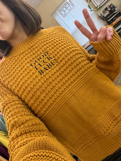 Good Luck Babe Yellow Sweater XL