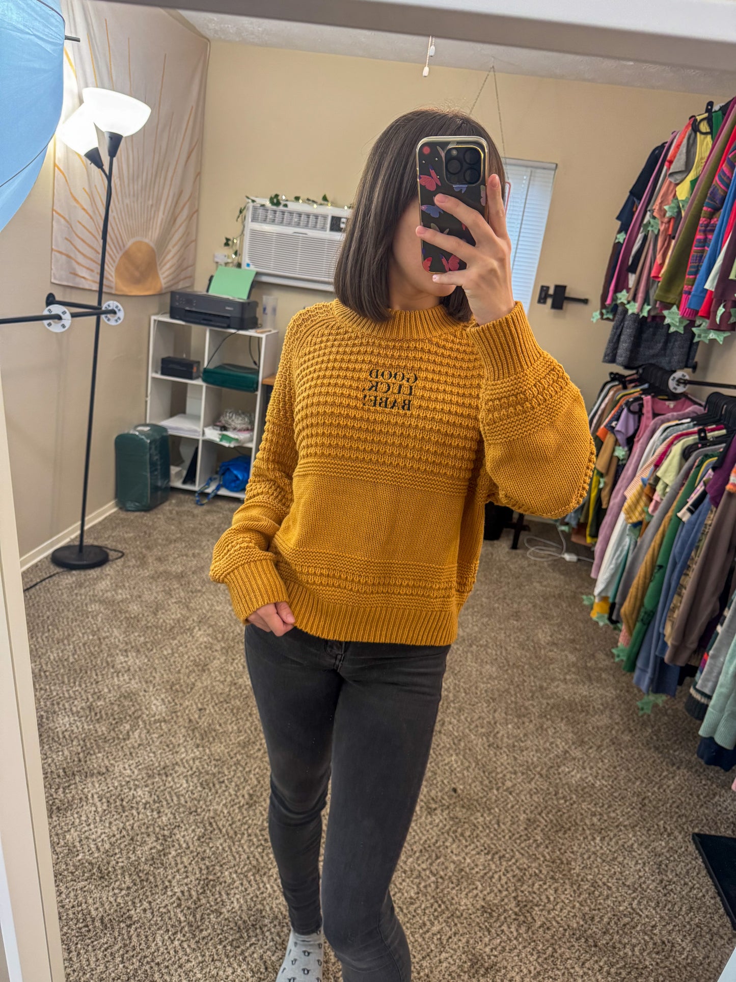 Good Luck Babe Yellow Sweater XL