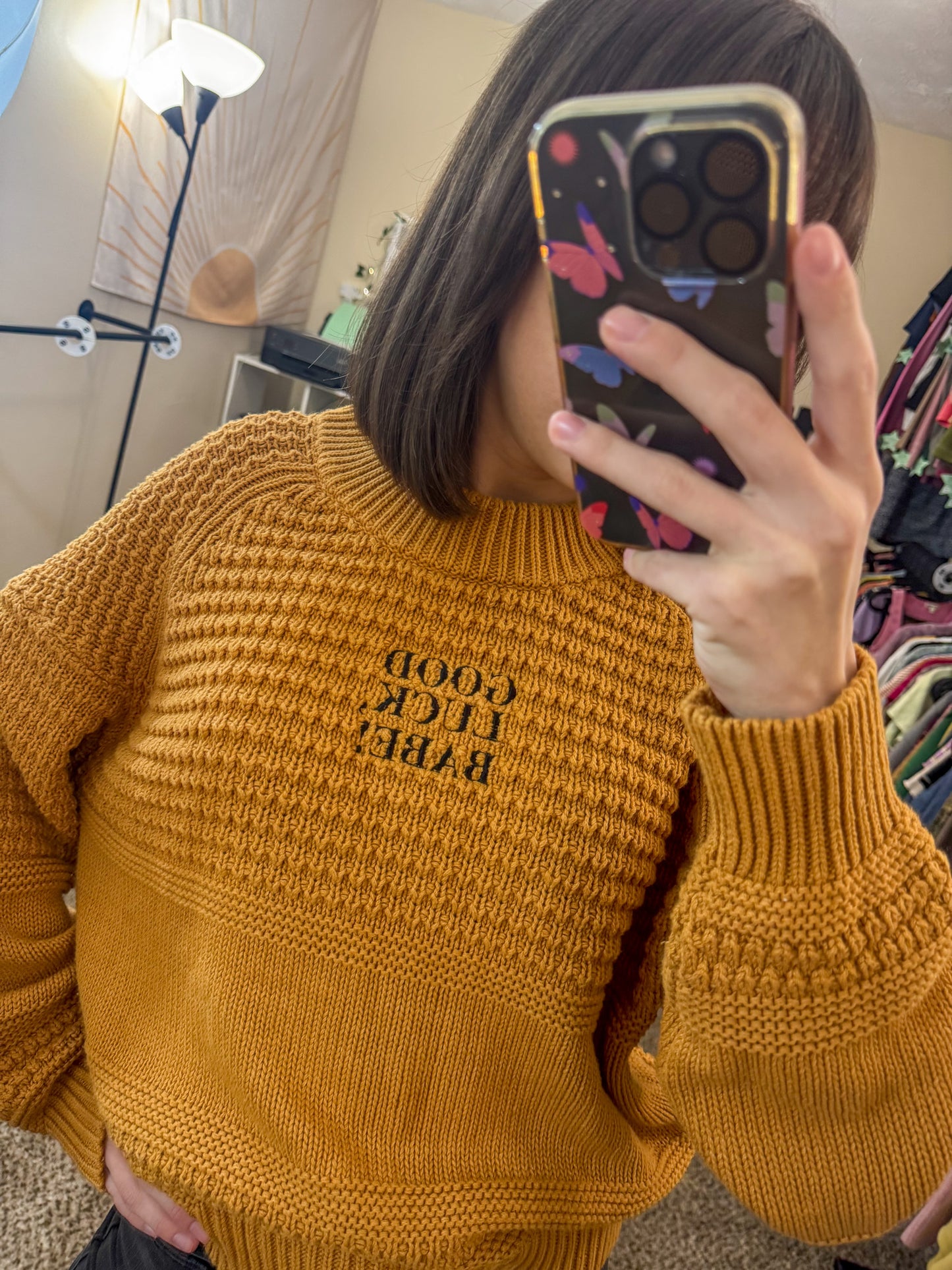 Good Luck Babe Yellow Sweater XL