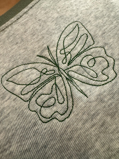 One Line Butterfly Baby Tee XS